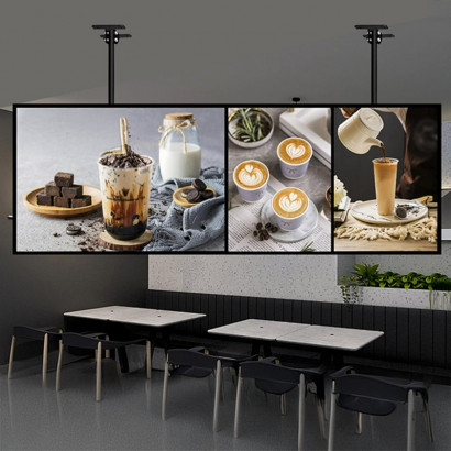 PANEL MENU SLIM BOX COLGANTE NEGRO CON BRAZO TELESCOPICO (400X600) COLOR: NEGRO VOLTAJE: 12V