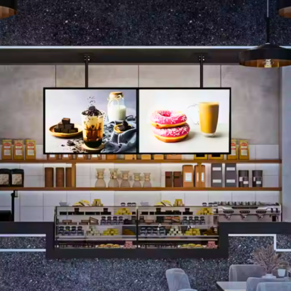 PANEL MENU SLIM BOX COLGANTE NEGRO CON BRAZO TELESCOPICO (600X900) COLOR: NEGRO